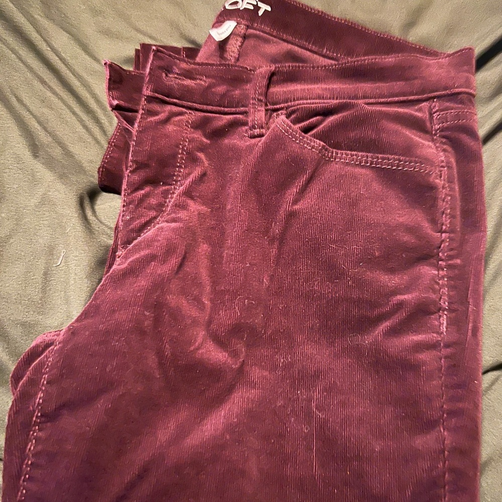 LOFT Deep Burgundy Velvet Trousers